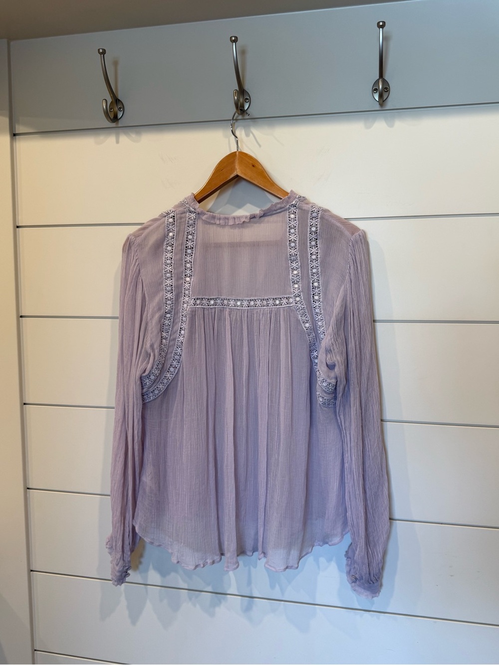 Free People Long Live Love Sheer Boho Blouse Top Large - Picture 4 of 8